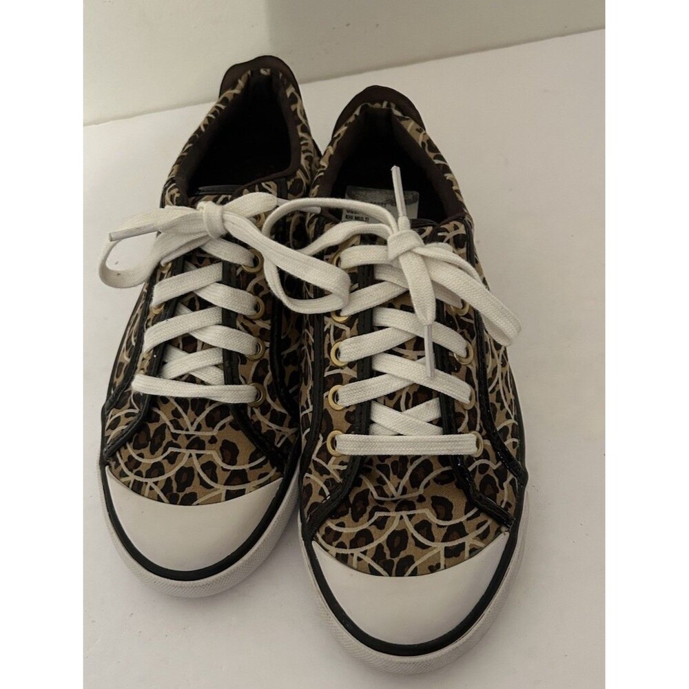Coach Barrett Leopard and logo Print Sneakers Womens Size 7